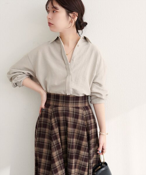 natural couture(ナチュラルクチュール)の「ピーチスキンオーバーサイズシャツ(シャツ/ブラウス・レディース・ベージュ/ピンク/ブラウン・FREE)」の16枚目の写真