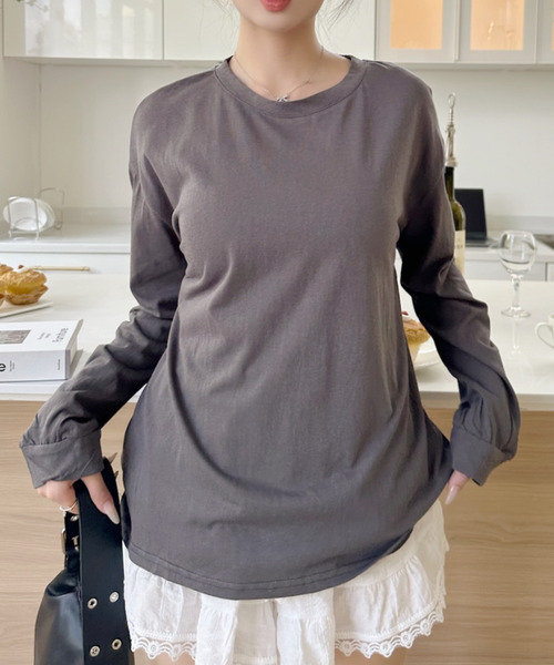 Good Riddance(グッドリダンス)の「【Good Riddance】メランジシアー クルーネック オーバーサイズ ロンT(Tシャツ/カットソー・レディース・チャコールグレー/ブラック/ピンク/ホワイト・FREE)」の16枚目の写真