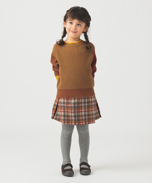 B:MING by BEAMS（ビーミングバイビームス）の「チェック ラップ キュロット 2025FW（100～140cm）（その他パンツ・キッズ・オレンジ/イエロー・100/110/120/130/140）」の8枚目の写真