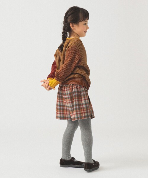 B:MING by BEAMS（ビーミングバイビームス）の「チェック ラップ キュロット 2025FW（100～140cm）（その他パンツ・キッズ・オレンジ/イエロー・100/110/120/130/140）」の9枚目の写真