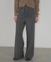 フロントリボンハイウエストスラックス ワイドシルエット / Front Ribbon High Waist Wide Slacks