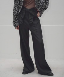 フロントリボンハイウエストスラックス ワイドシルエット / Front Ribbon High Waist Wide Slacks