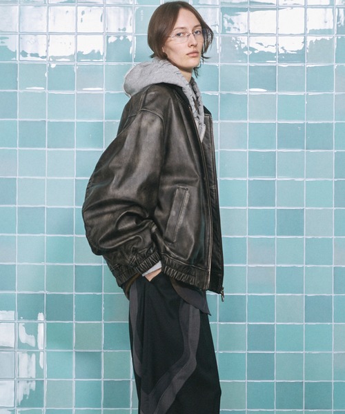 UNISEX》Sheep Leather MA-1/シープレザーMA-1【MAISON SPECIAL/メゾン