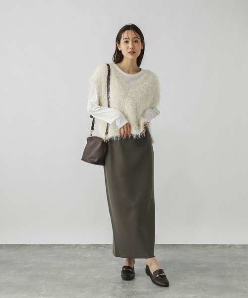 セール】テープヤーンカーディガン＊スカートSET/577658（ワンピース