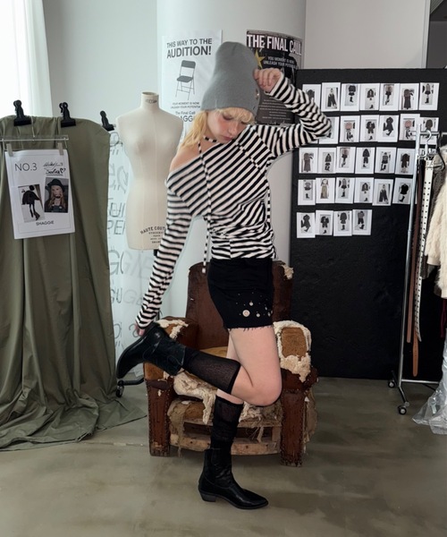 SHAGGIE(シャギー)の「【セットアップ】アイレットハイウエストショートパンツ(その他パンツ・レディース・ブラック/カーキ・MEDIUM/SMALL)」の7枚目の写真