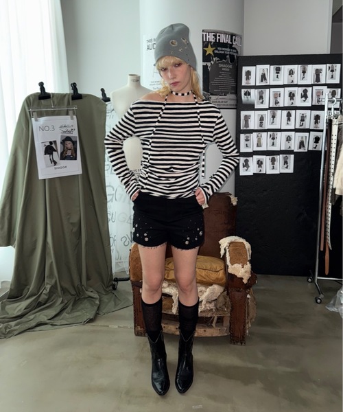 SHAGGIE(シャギー)の「【セットアップ】アイレットハイウエストショートパンツ(その他パンツ・レディース・ブラック/カーキ・MEDIUM/SMALL)」の6枚目の写真