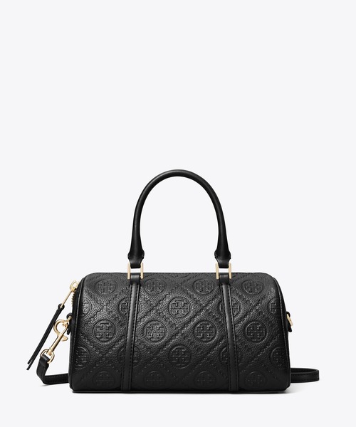 TORY BURCH（トリーバーチ）の「Tモノグラム ペブルド プチバレルバッグ（ショルダーバッグ・レディース・ブラック・ONE SIZE）」の2枚目の写真