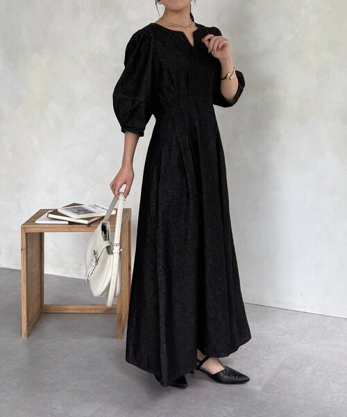 セール】ウエストタックランタンスリーブデニムワンピース（ワンピース