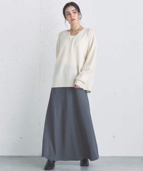 Doux archives（ドゥアルシーヴ）の「フィブリルツイルナロースカート（スカート・レディース・グレー/ブラウン/ブラック・36/38）」の6枚目の写真