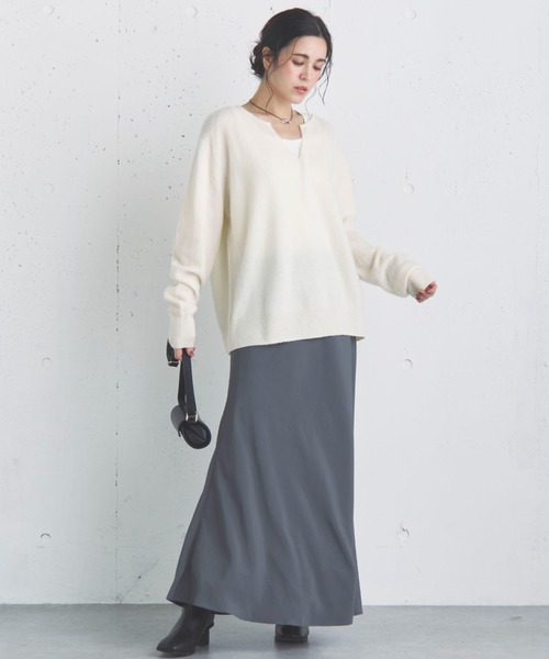Doux archives（ドゥアルシーヴ）の「フィブリルツイルナロースカート（スカート・レディース・グレー/ブラウン/ブラック・36/38）」の7枚目の写真