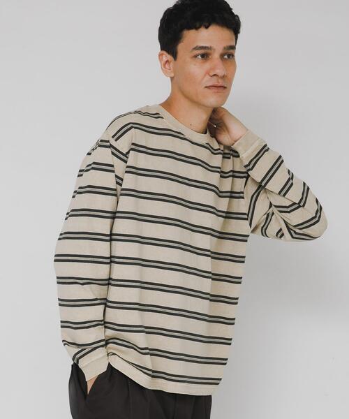URBAN RESEARCH Sonny Label(アーバンリサーチサニーレーベル)の「ピグメントボーダーロングスリーブTシャツ(Tシャツ/カットソー・メンズ・ブラック/ベージュ・MEDIUM/LARGE)」の2枚目の写真