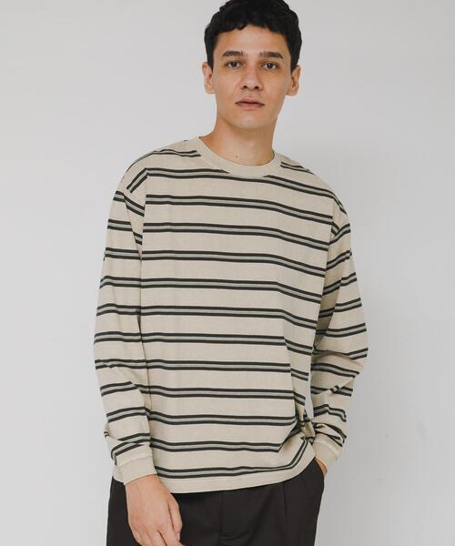 セール】ピグメントボーダーロングスリーブTシャツ（Tシャツ