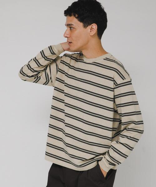 URBAN RESEARCH Sonny Label(アーバンリサーチサニーレーベル)の「ピグメントボーダーロングスリーブTシャツ(Tシャツ/カットソー・メンズ・ブラック/ベージュ・MEDIUM/LARGE)」の4枚目の写真