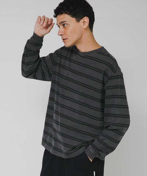 URBAN RESEARCH Sonny Label(アーバンリサーチサニーレーベル)の「ピグメントボーダーロングスリーブTシャツ(Tシャツ/カットソー・メンズ・ブラック/ベージュ・MEDIUM/LARGE)」の17枚目の写真