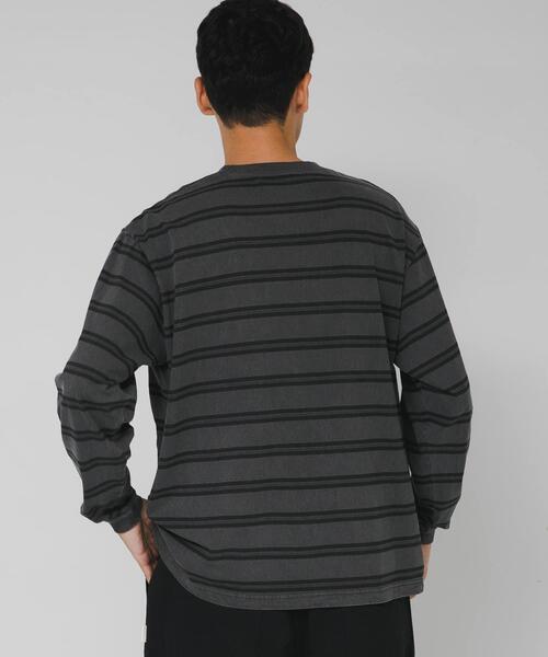 セール】ピグメントボーダーロングスリーブTシャツ（Tシャツ