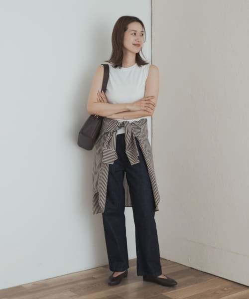 URBAN RESEARCH DOORS(アーバンリサーチドアーズ)の「クリアフライスノースリーブプルオーバー(Tシャツ/カットソー・レディース・ブラウン/オフホワイト/グレー・MEDIUM)」の16枚目の写真