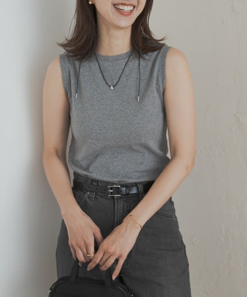 URBAN RESEARCH DOORS(アーバンリサーチドアーズ)の「クリアフライスノースリーブプルオーバー(Tシャツ/カットソー・レディース・ブラウン/オフホワイト/グレー・MEDIUM)」の18枚目の写真