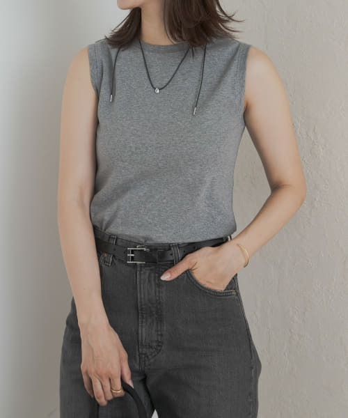 URBAN RESEARCH DOORS(アーバンリサーチドアーズ)の「クリアフライスノースリーブプルオーバー(Tシャツ/カットソー・レディース・ブラウン/オフホワイト/グレー・MEDIUM)」の19枚目の写真