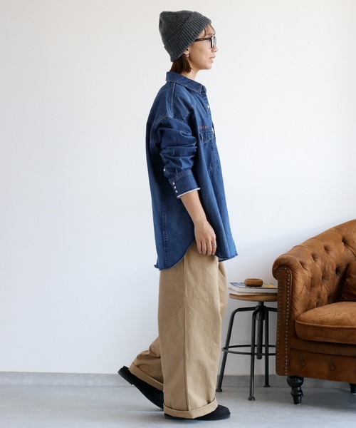 cepo（セポ）の「〈セットアップ対応〉ロゴ刺繍ロングデニムシャツ