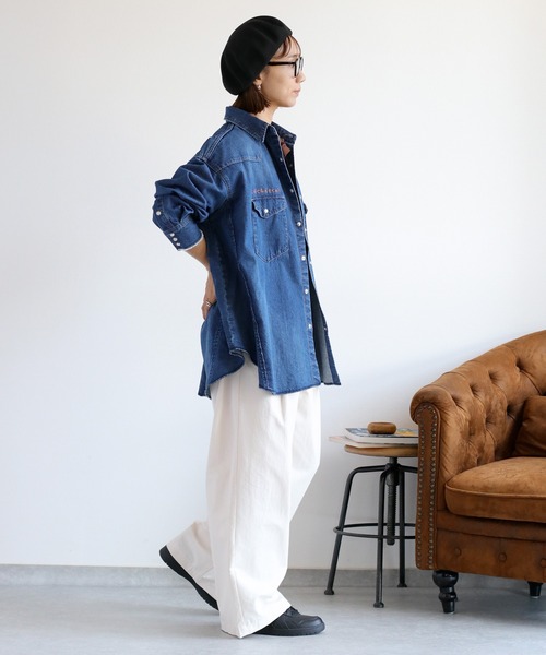 cepo（セポ）の「〈セットアップ対応〉ロゴ刺繍ロングデニムシャツ