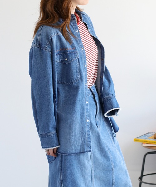cepo（セポ）の「〈セットアップ対応〉ロゴ刺繍ロングデニムシャツ（シャツ/ブラウス・レディース・ブルー系3/ブルー系2・M）」の5枚目の写真
