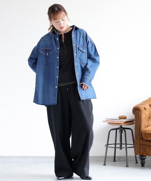 cepo（セポ）の「〈セットアップ対応〉ロゴ刺繍ロングデニムシャツ（シャツ/ブラウス・レディース・ブルー系3/ブルー系2・M）」の14枚目の写真