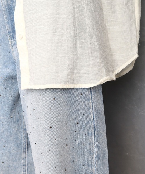 CECIL McBEE（セシルマクビー）の「シアーワッシャーフーディーシャツ（シャツ/ブラウス・レディース・ブラウン/ライトベージュ/ブラック・MEDIUM/LARGE）」の10枚目の写真