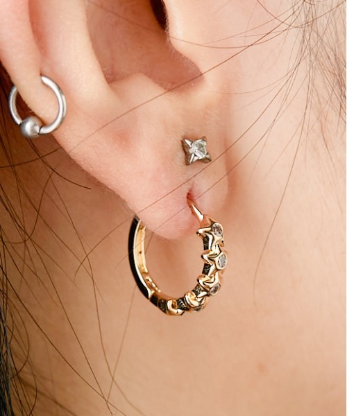 Casselini（キャセリーニ）の「Casselini(キャセリーニ)スターワンタッチピアス（ピアス（両耳用）・レディース・シルバー/ゴールド・FREE）」の3枚目の写真