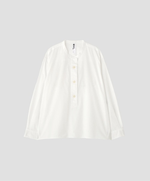 MHL.（エムエイチエル）の「GARMENT DYE COTTON SHIRTING（シャツ/ブラウス・レディース・ホワイト/ブルー・1/2）」の5枚目の写真