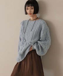 LOWRYS FARM | ケーブルフリンジLONG丈  588919(ニット/セーター)