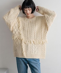 LOWRYS FARM | ケーブルフリンジLONG丈 588919(ニット/セーター)