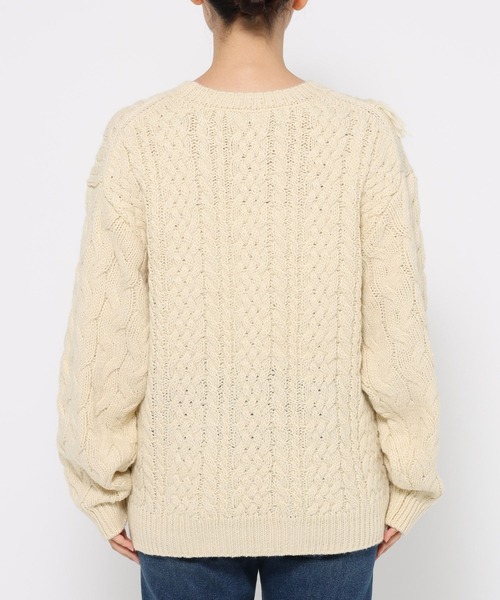 LOWRYS FARM（ローリーズファーム）の「ケーブルフリンジLONG丈  588919（ニット/セーター・レディース・ブルー/アイボリー/ブラウン・FREE）」の6枚目の写真