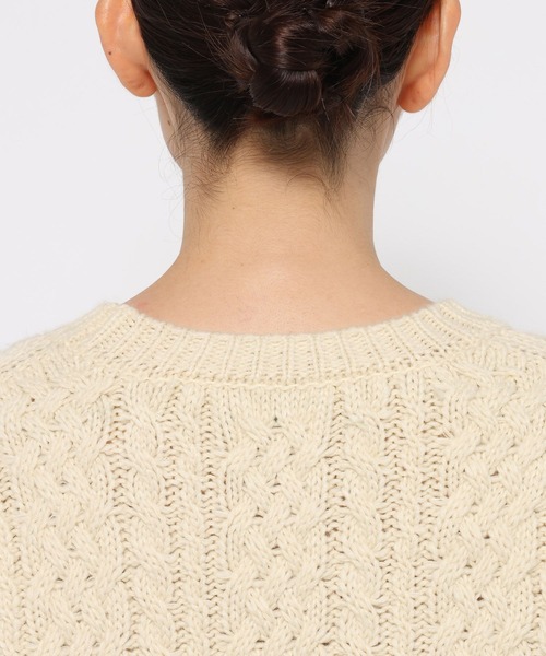 LOWRYS FARM（ローリーズファーム）の「ケーブルフリンジLONG丈  588919（ニット/セーター・レディース・ブルー/アイボリー/ブラウン・FREE）」の7枚目の写真