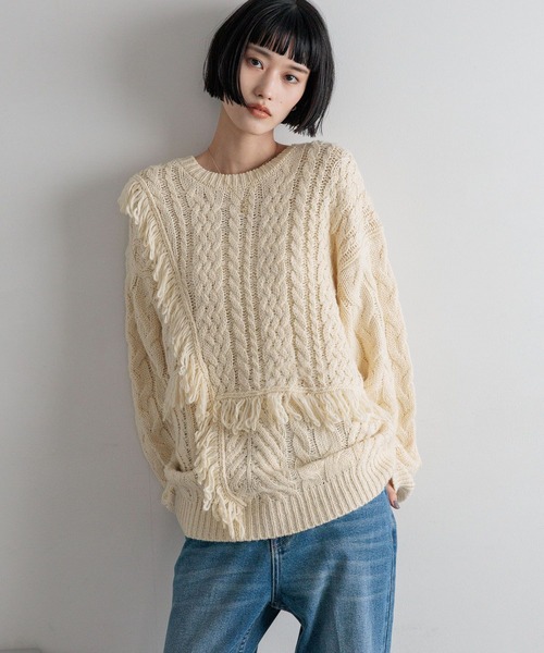 LOWRYS FARM（ローリーズファーム）の「ケーブルフリンジLONG丈 588919