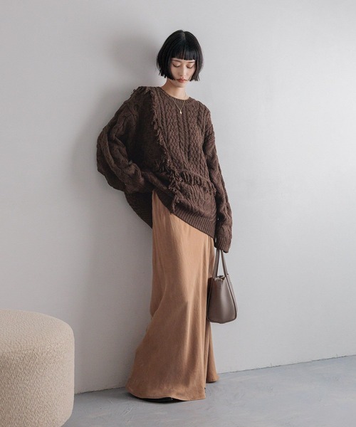 LOWRYS FARM（ローリーズファーム）の「ケーブルフリンジLONG丈  588919（ニット/セーター・レディース・ブルー/アイボリー/ブラウン・FREE）」の20枚目の写真