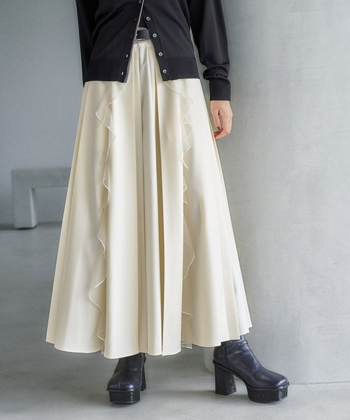 HARE（ハレ）の「シアーフリルプリーツスカート(HARE)（スカート・レディース・ボルドー/オフホワイト/ブラック/ブルー/チャコールグレー・FREE）」の14枚目の写真