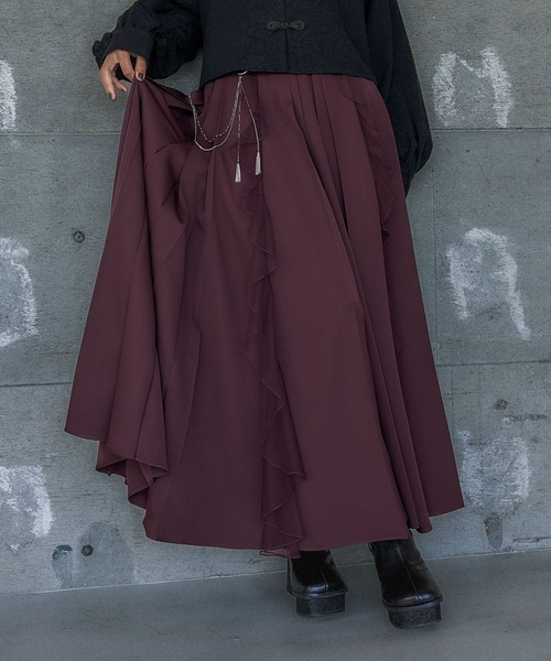 HARE（ハレ）の「シアーフリルプリーツスカート(HARE)（スカート・レディース・ボルドー/オフホワイト/ブラック/ブルー/チャコールグレー・FREE）」の18枚目の写真