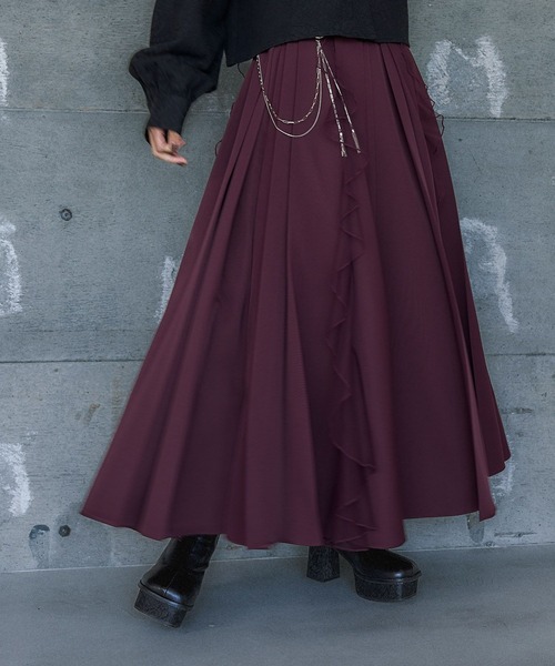 HARE（ハレ）の「シアーフリルプリーツスカート(HARE)（スカート・レディース・ボルドー/オフホワイト/ブラック/ブルー/チャコールグレー・FREE）」の19枚目の写真