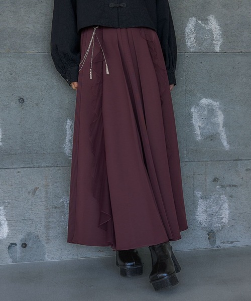 HARE（ハレ）の「シアーフリルプリーツスカート(HARE)（スカート・レディース・ボルドー/オフホワイト/ブラック/ブルー/チャコールグレー・FREE）」の20枚目の写真