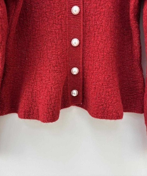 maison de LATIR(メゾンドラティール)の「着回し力抜群の長袖ペプラムニットカーディガン(ニット/セーター・レディース・ブラック/ホワイト/レッド・FREE)」の15枚目の写真
