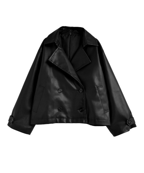 Re:EDIT（リエディ）の「[2025AW COLLECTION]フェイクレザートレンチジャケット（ライダースジャケット・レディース・ブラック/ブラウン・MEDIUM/LARGE）」の15枚目の写真