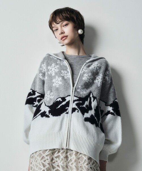 GRACE CLASS（グレースクラス）の「スノージャガードニットフーディ（パーカー・レディース・ブラック/グレー・36）」の14枚目の写真