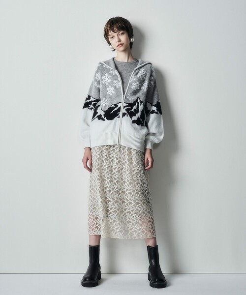 GRACE CLASS（グレースクラス）の「スノージャガードニットフーディ（パーカー・レディース・ブラック/グレー・36）」の12枚目の写真