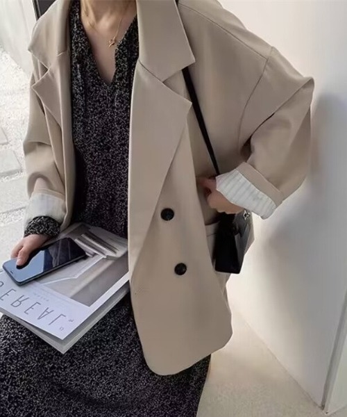 SHEPP(シープ)の「オーバーシルエットテーラードジャケット(テーラードジャケット・レディース・ブラウン/ブラック/アイボリー/チャコール・M/L)」の7枚目の写真