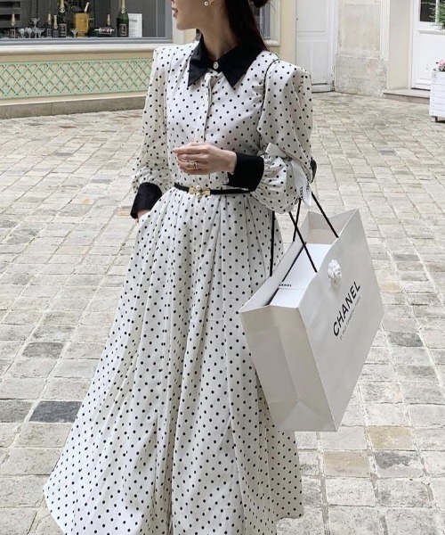 FREE STYLISTS(フリー スタイリスト)の「YUGA_YGMC Lapel dot flare dress(ワンピース・レディース・ブラック/ホワイト・FREE)」の14枚目の写真