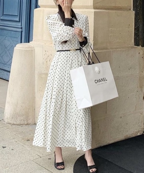 FREE STYLISTS(フリー スタイリスト)の「YUGA_YGMC Lapel dot flare dress(ワンピース・レディース・ブラック/ホワイト・FREE)」の11枚目の写真