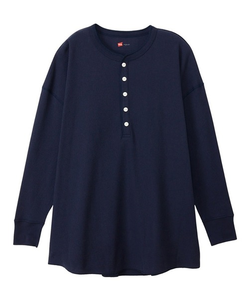 HANES(ヘインズ)の「【Hanes】ヘンリーネックオーバークルーネック HW4-C104(Tシャツ/カットソー・レディース・グレー/オフホワイト/ダークネイビー/レッド・FREE)」の5枚目の写真