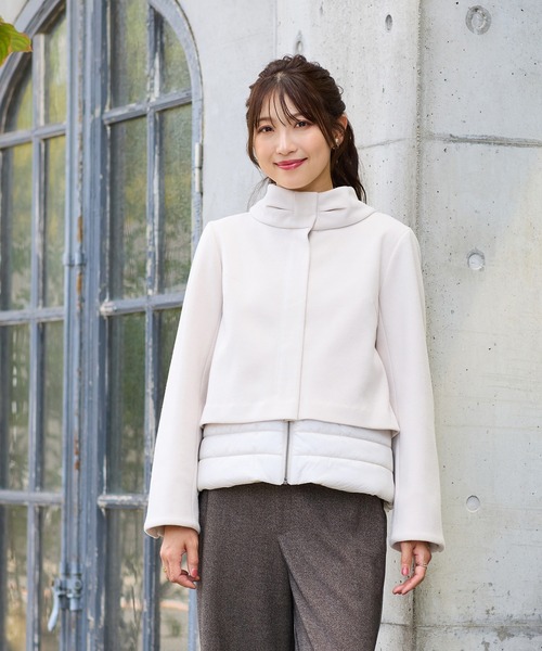Rose Tiara（ローズティアラ）の「リボンカラードッキングショートコート（その他アウター・レディース・ベージュ/ブラック・46/42/38）」の3枚目の写真