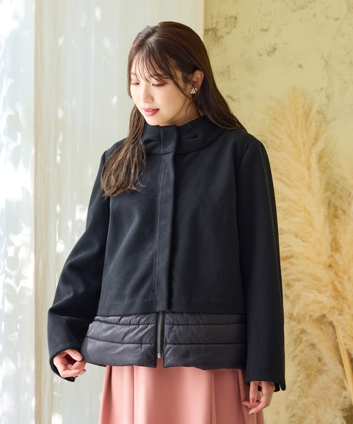 Rose Tiara（ローズティアラ）の「リボンカラードッキングショートコート（その他アウター・レディース・ベージュ/ブラック・46/42/38）」の8枚目の写真