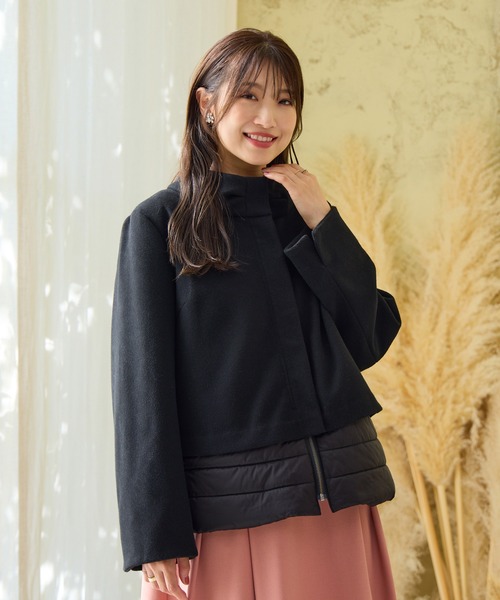 Rose Tiara（ローズティアラ）の「リボンカラードッキングショートコート（その他アウター・レディース・ベージュ/ブラック・46/42/38）」の10枚目の写真
